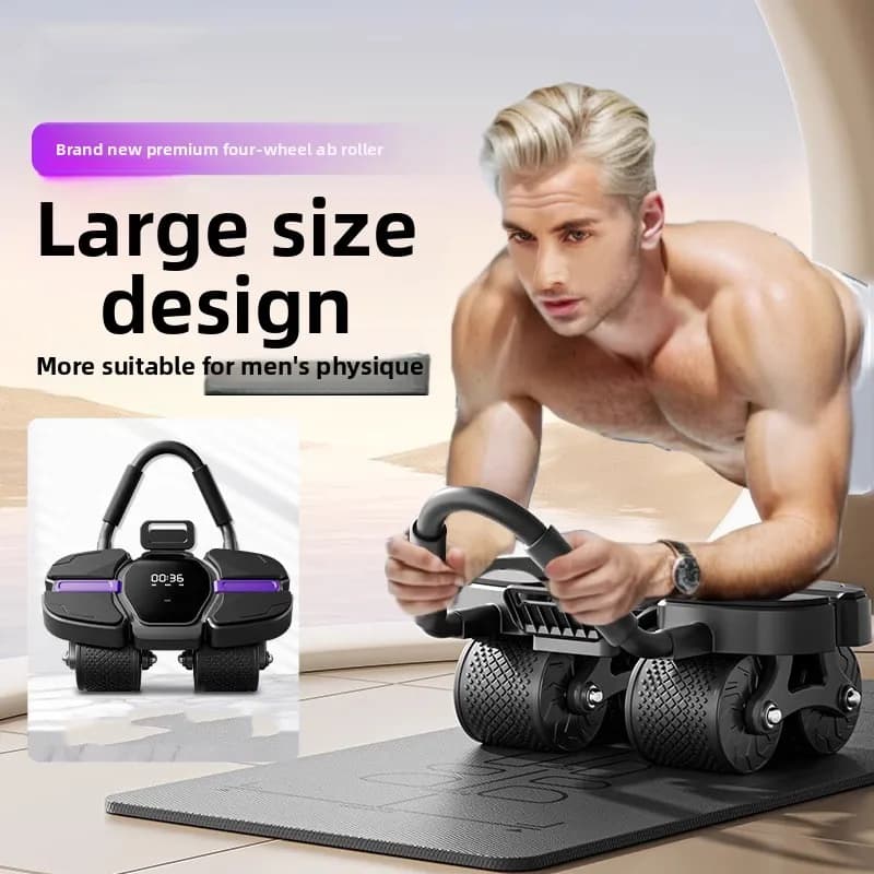 Four Wheel Abdominal Fitness Wheel Automatic Rebound Home Fitness Roll UpTraining Abdominal Muscle Exercise Equipment Ab Roller
