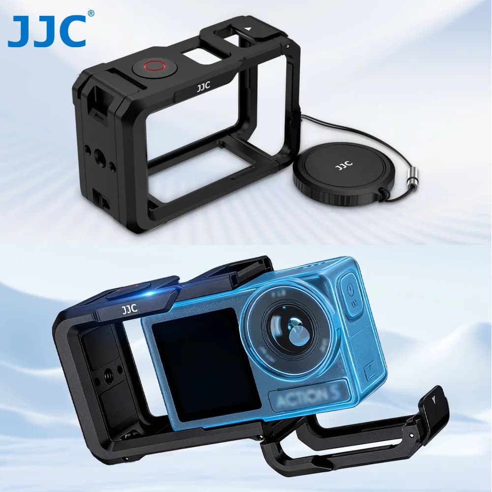 JJC Gabbia metallica per DJI Action 5 Pro Action 4 3 Accessori Gabbia protettiva Telaio Kit impugnatura fotocamera compatibile per microfono Luce LED