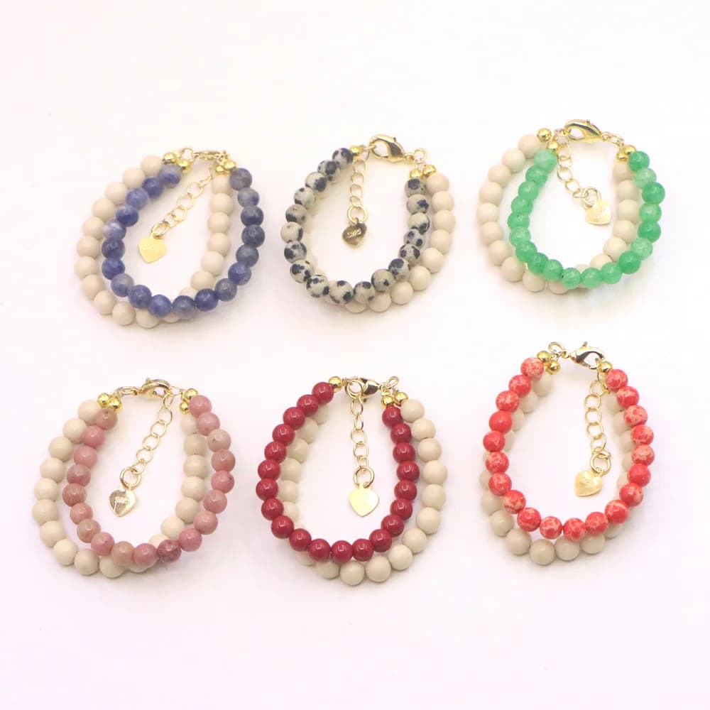 Moda bella pietra naturale braccialetto di cristallo bambino battesimo chiusura a moschettone parti yoga Natale matrimonio ragazze regalo gioielli fascino