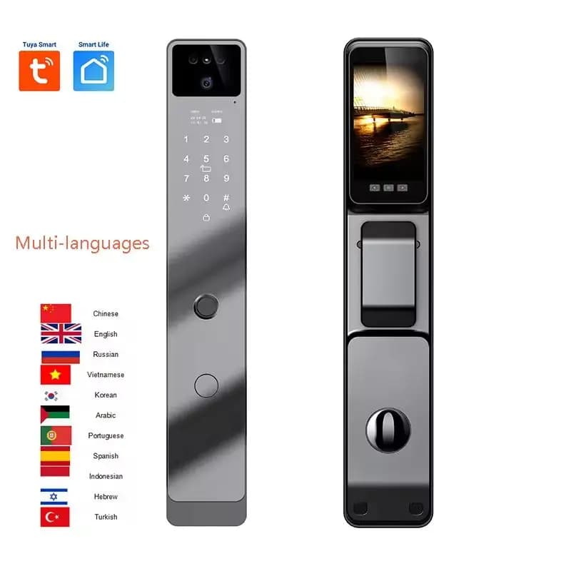 Serratura intelligente Riconoscimento facciale 3D Serratura per porta Smart Home WiFi NFC Serratura elettronica digitale Telecamera Wifi Scheda Rfid Funziona con tuya