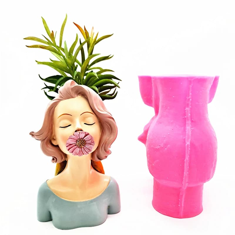 Originale! Stampo in silicone per vaso di fiori per ragazza alla moda, fai da te, resina fatta a mano, gesso, cemento, cristallo, contagocce, creazione di stampi artigianali