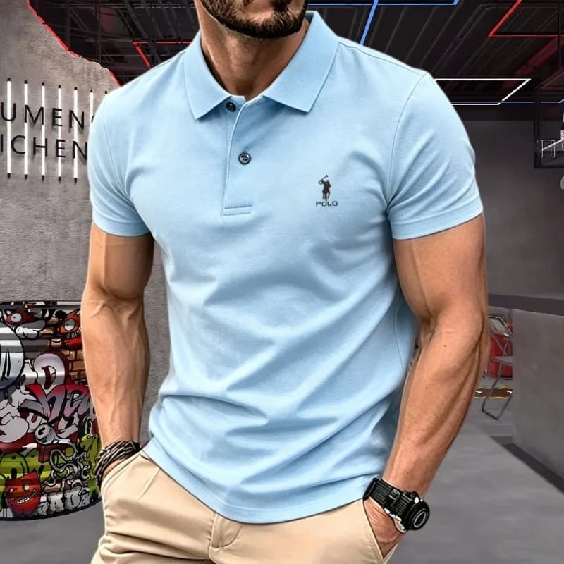 100% pure cotton high-end brand men's short sleeve polo shirt 2026summer luxury classic fashion golf top casual business T-shirt