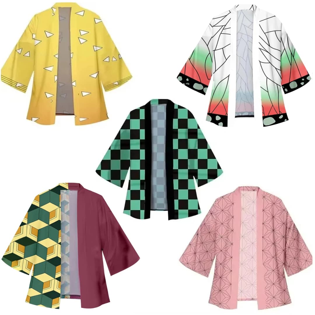 Anime Tanjirou Kamado Cosplay Kimono for Men Woman Japanese Haori Kamade Nezuko Robe Dresses Kochou Shinobu Kimono Estivo