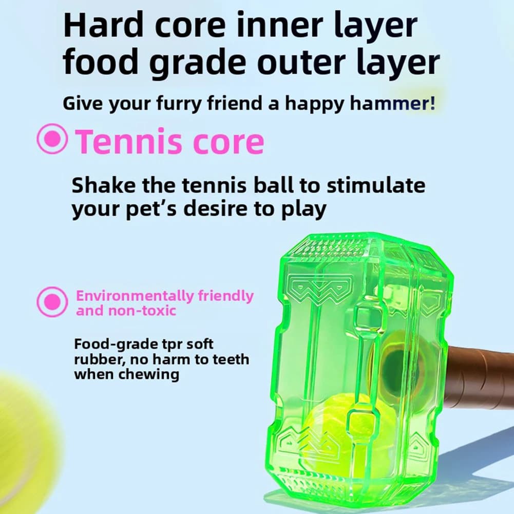 Squeaky Hammer-Dog Toy,Tennis Ball In Bottle Interactive Dog-Chew Toy,Interaction Pet Supply For Small Pet Dog
