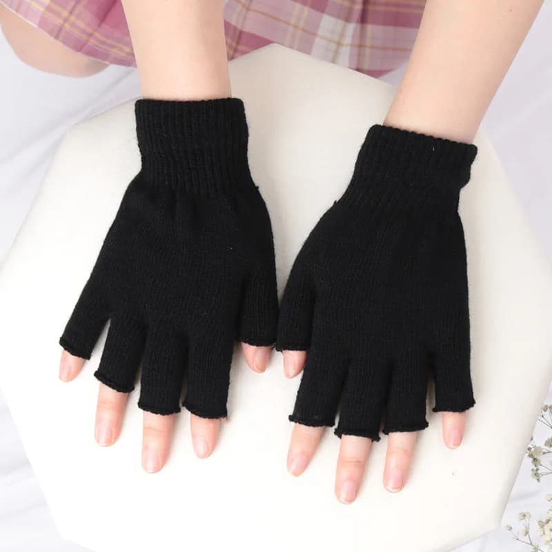 Autunno Winter New Hot Gloves Mid Fingers for Men Women Students Solid Knit Gloves Writing Gloves for Cycling Outdoor Knitwear