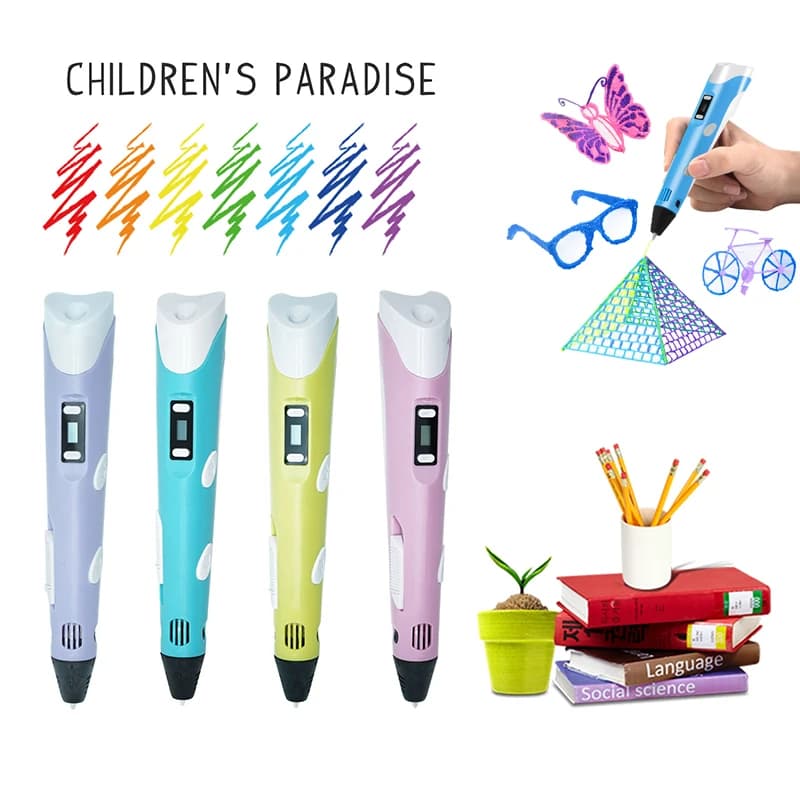 3D Pen 3D Drawing Pen DIY With LCD Screen Compatible with Filament PLA Toys 3D Pen Safe For Kids Christmas Birthday Gift