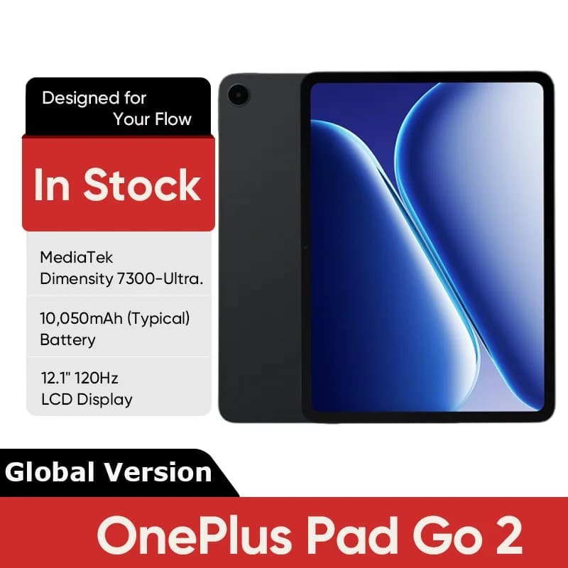 Anteprima Mondiale: OnePlus Pad Go 2 Versione Globale, Tablet con Display 12.1" 2.8K 120Hz, Batteria 10050mAh, MediaTek Dimensity 7300-Ultra