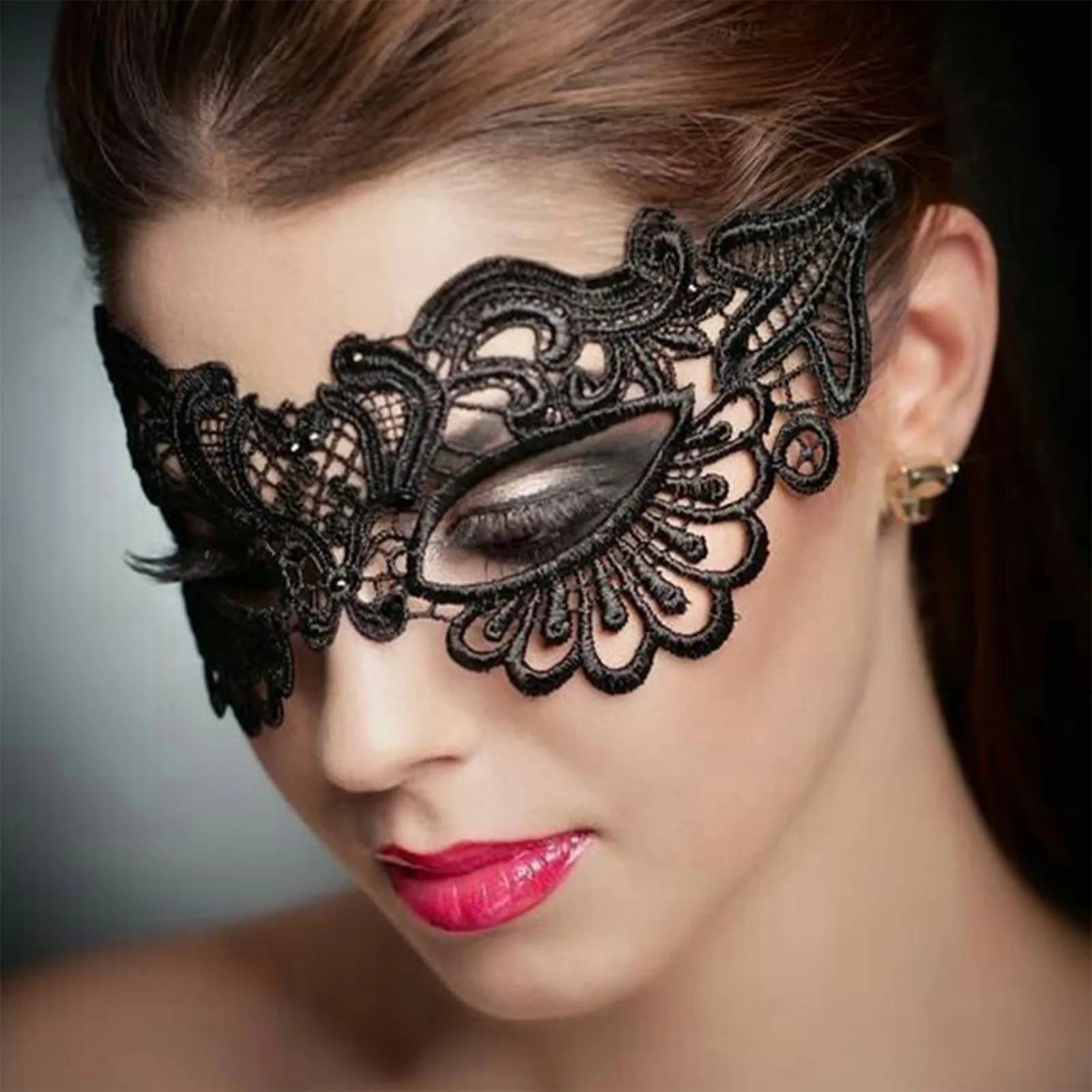 Maschera di pizzo regina nera Applicazioni ricamate Maschera di carnevale per feste Accessori donna Maschera da sposa Maschera per travestimento di Halloween