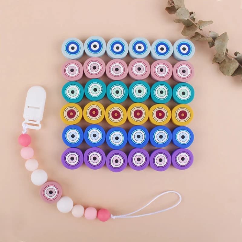20*20mm 10 pz/lotto Food Grade Mini Occhi Perline di Silicone Dentizione Del Bambino Ciuccio Catene Accessori FAI DA TE Allattamento Sicuro Da Masticare BPA Libero