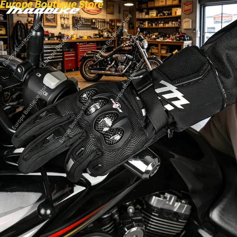 Nuovi Guanti Moto Invernali 2026 da Uomo, Caldi, in Fibra di Carbonio, Anti-Caduta, Impermeabili, Antivento, da Corsa, Touch Screen, Spessi e Lunghi