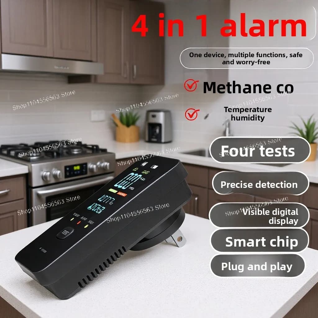 4 in 1 alarm Gas carbon monoxide detector Temperature and humidity Commercial