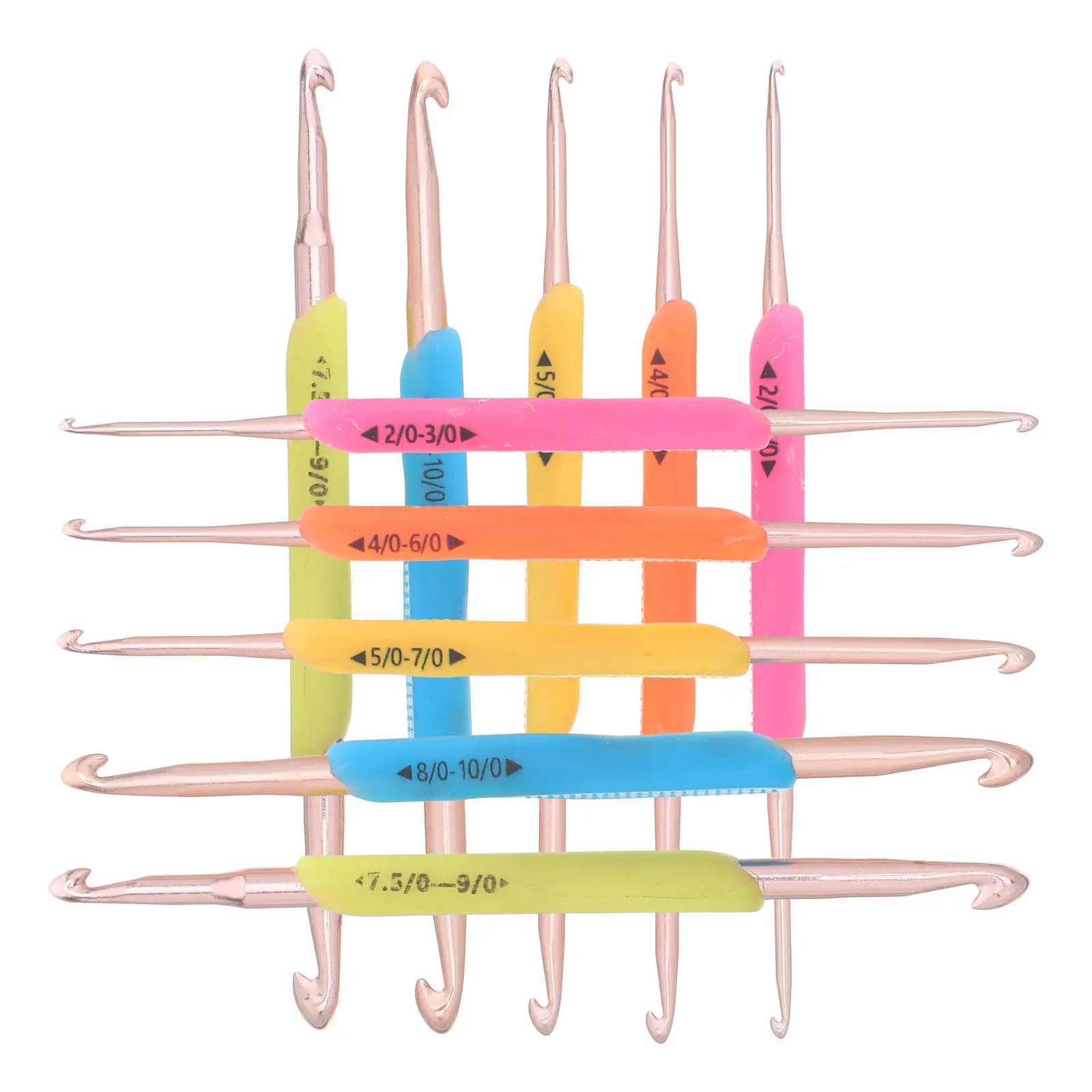 Set di 10 uncinetti a doppia punta con impugnature ergonomiche in gel morbido per filati spessi, coperte, sciarpe, cappelli, scialli, per principianti e