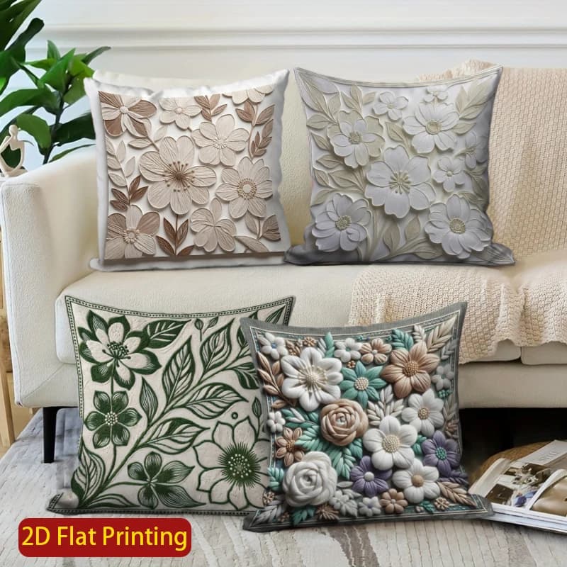 2D pillow lining with floral home decoration, suitable for sofa, bedroom, car.