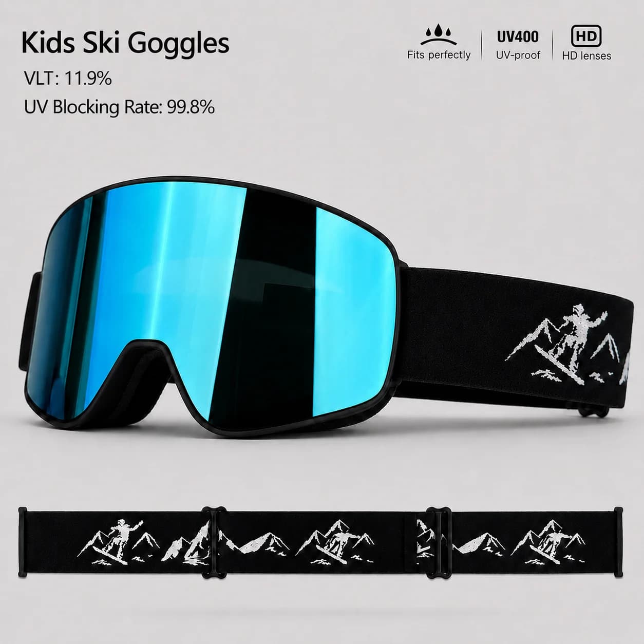 Professional Anti-Fog Kids Snowboard Goggles for Ages 4-15, New Children Ski Goggles, UV400 Kids Ski Eyewear