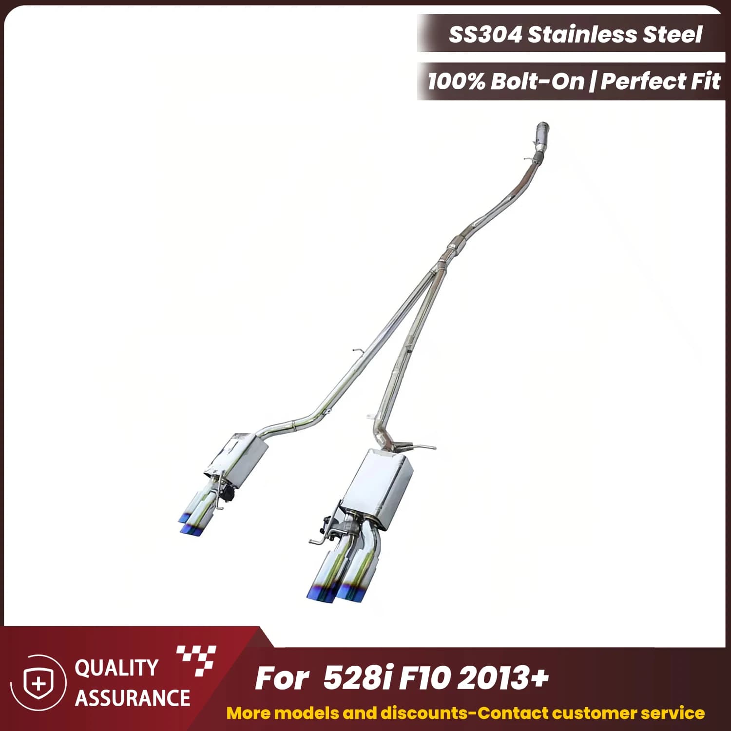 Suono aggressivo No Drone Catback Scarico con Downpipe ECCF Acciaio inossidabile per BMW 528i F10 2013+