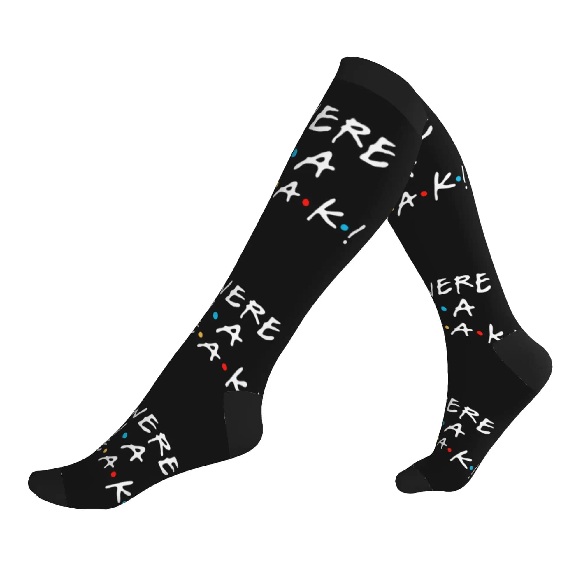 Friends TV Show Funny Quote Dress Socks for Men Women Warm Funny Novelty We Were On A Break Sports Compression Socks