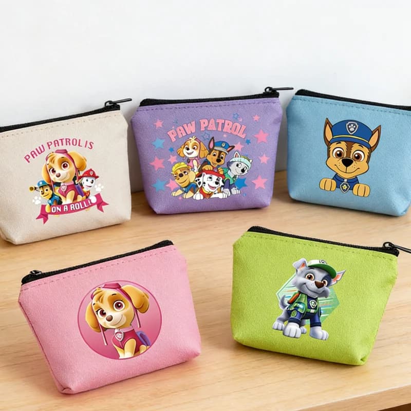 Portacarte Paw Patrol con Stampa, Portafoglio Quadrato con Cerniera, Portamonete Chase Skye, Mini Borsellino Zoro, Simpatica Borsa Portachiavi e Porta Carte