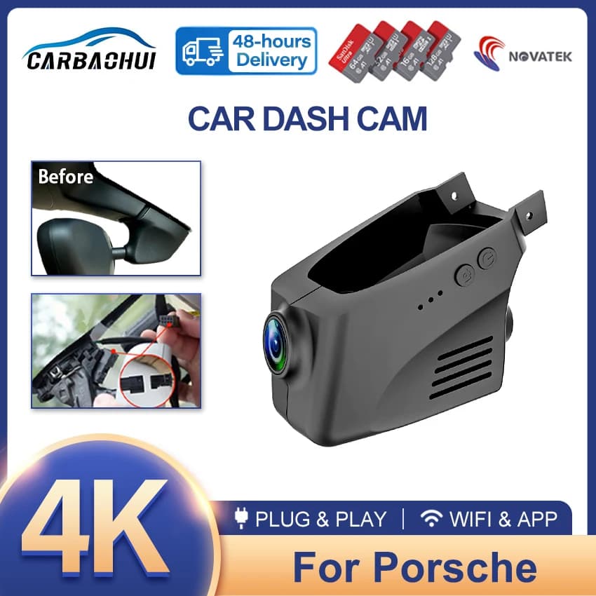 4K Plug and play Wifi Car DVR Video player Dash Cam Camera For Porsche Cayenne Panamera Macan Taycan Cayman 911 Turbo 718