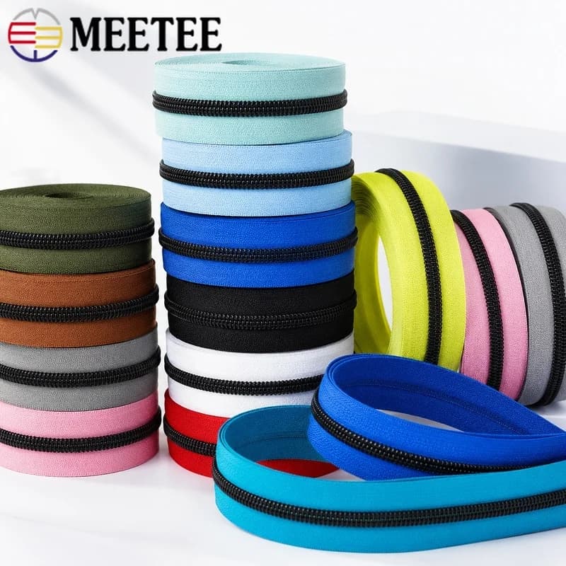 10M 5# Nylon Zipper Tape Colorful Coil Teeth for Bag Jacket Clothes Shoes Repair Kit Garment DIY Sewing Accessory Zip Roll