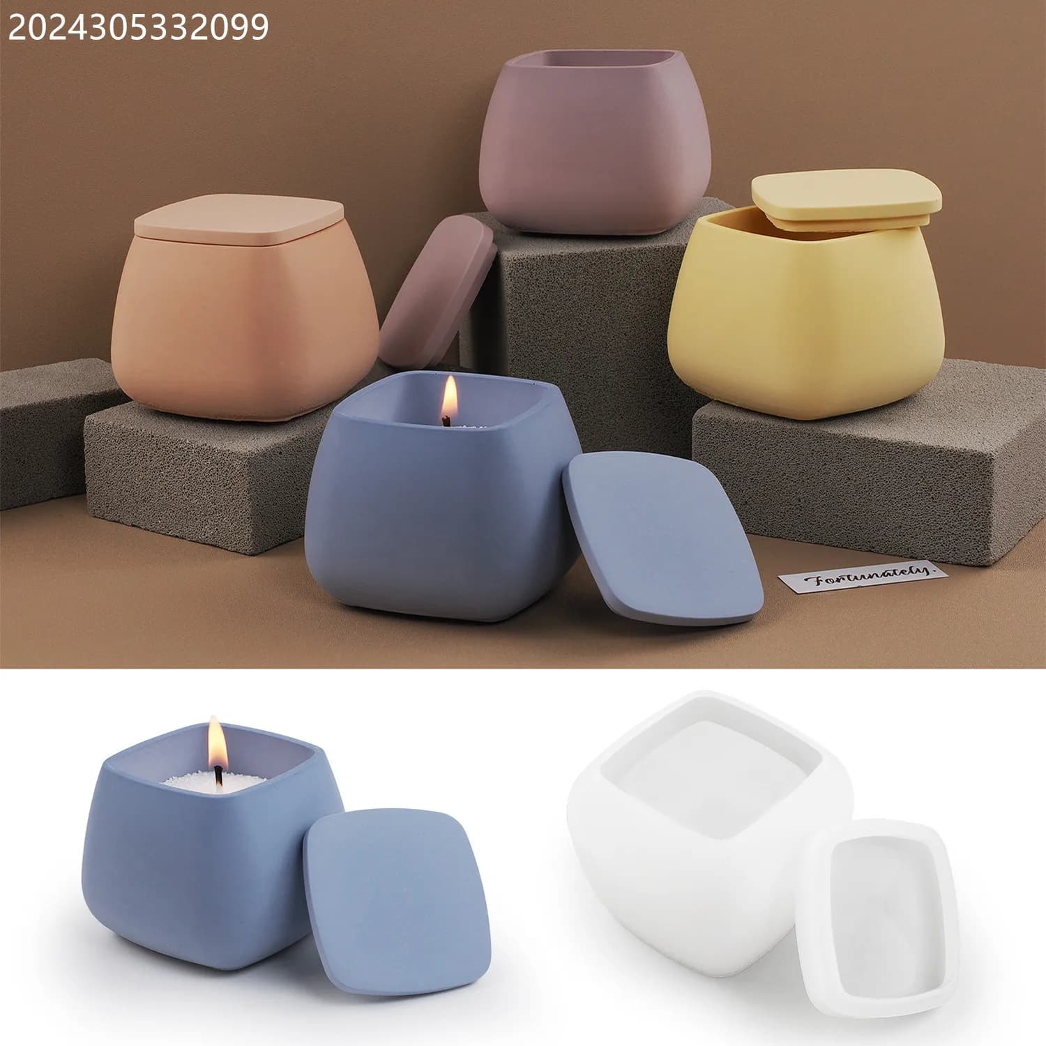 DIY Epoxy Cement Plaster Silicone Mold Square Candle Cup Box With Lid Large Storage Jar Mirror Silicone Mould For Resin