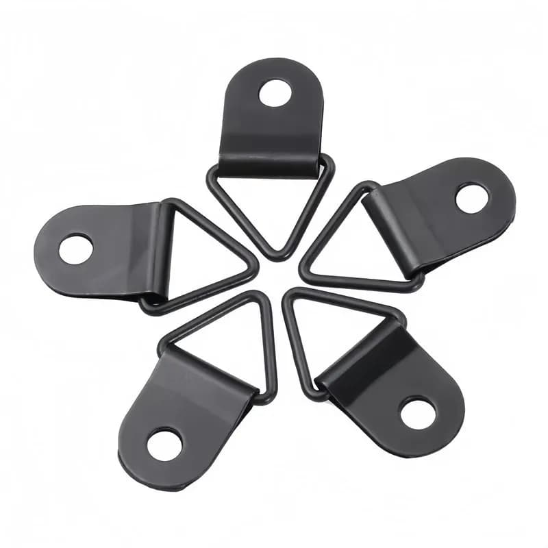 9Pcs Black Triangle Hooks with 9 Screws, Sturdy Easy for Frame Oil Painting Poster Picture