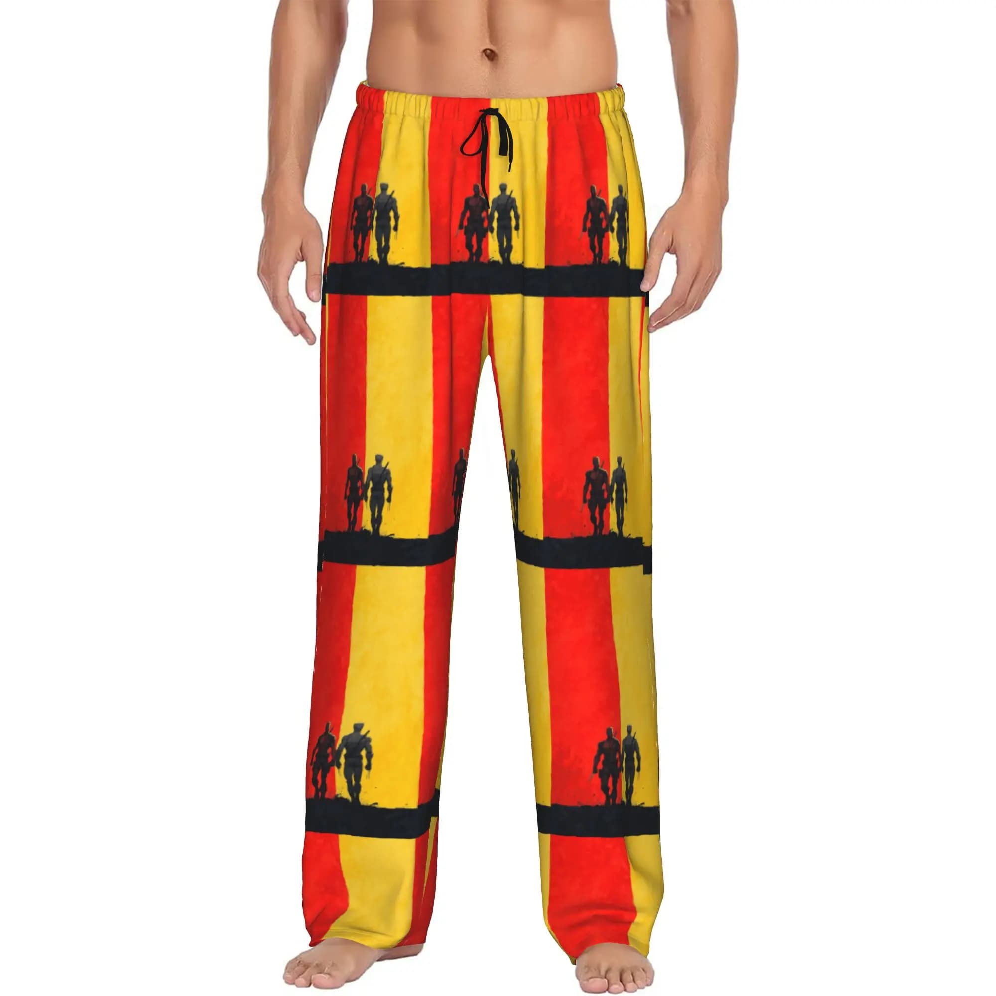 Pantaloni Pigiama Personalizzati D-Deadpool Manga, Abbigliamento da Notte per Uomo con Elastico in Vita e Tasche