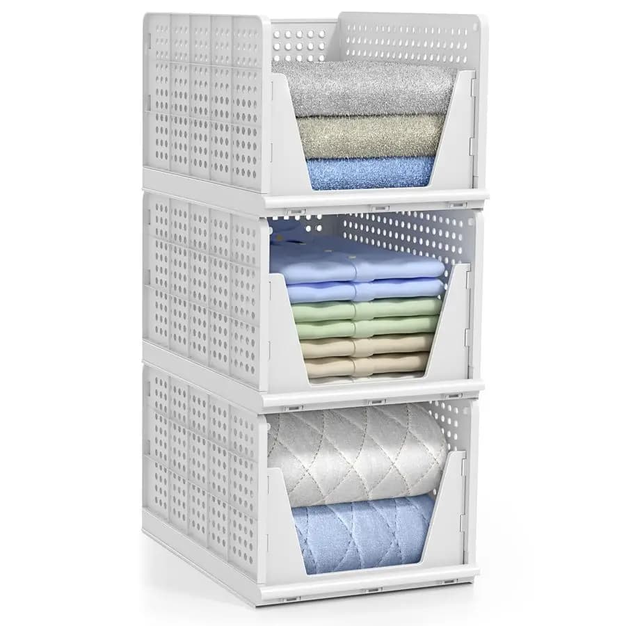 Set of 3 Folding Organizers for Wardrobe, Potable Baskets for Clothes, Bathroom, Kitchen and Garage