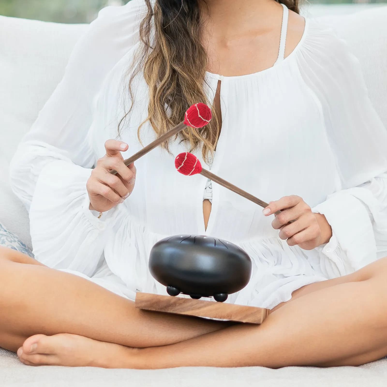 Buddha Sound Bowl Mallet Wool Yarn Head Wooden Handle Singing Bowl Striker for Meditation Yoga Studio Bedroom Temple Travel