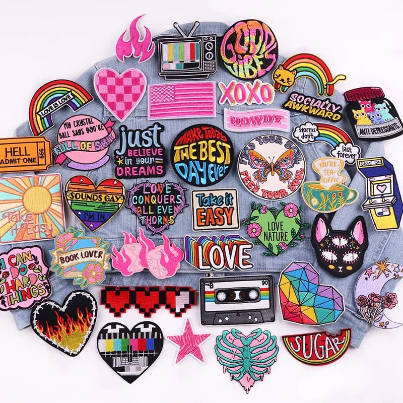 Individuality Rainbow Cartoon Letter Patch Embroidery Patches For Clothing thermoadhesive patches Jackets Sew Embroidered Patch