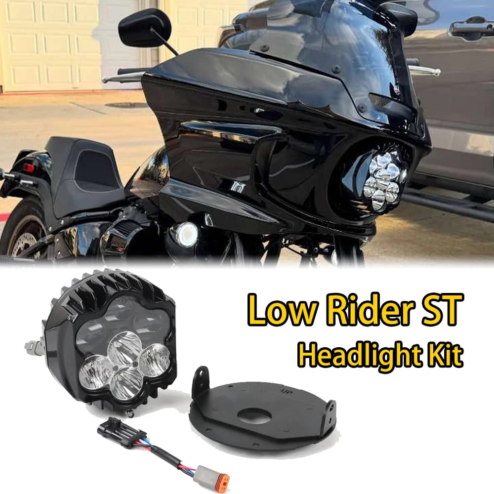 NUOVO LED Del Motociclo Faro di Montaggio Hi/Lo Fascio Misura Per Harley Softail Low Rider EI Diablo FXRST 117 Low Rider ST FXLRST