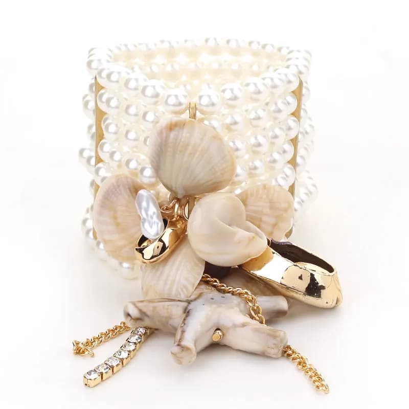 Set di braccialetti con perle di dichiarazione per donna Accessori per stelle marine e conchiglie Gioielli fatti a mano per cavigliera da donna