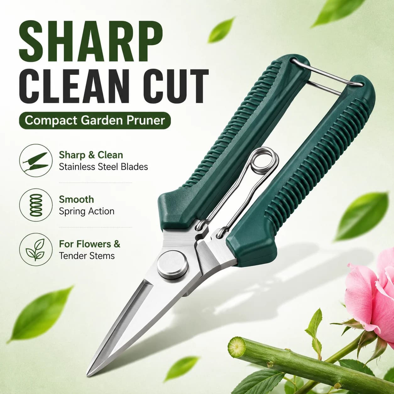 Sharp Precision Straight Head Pruning Shears Non Slip Handle Stainless Steel Garden Bonsai Scissors Clean Cut Household Tool