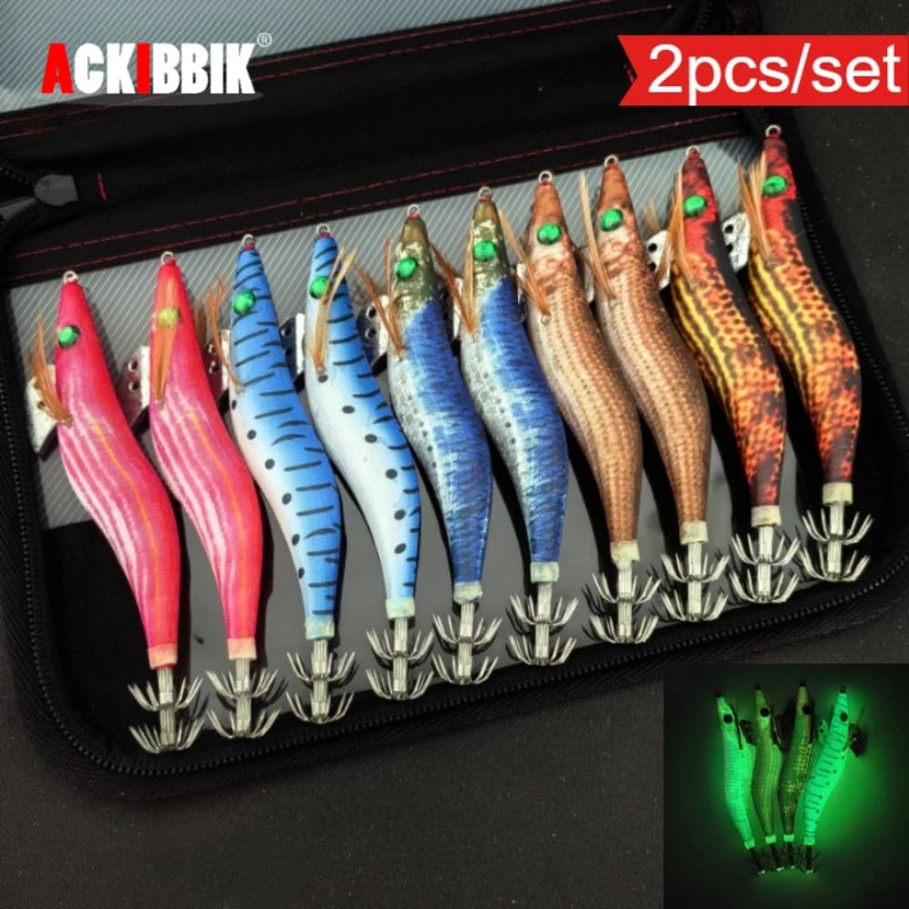 Ackibbik 2 pz Glow Gamberetti Esche Da Pesca Acqua Salata 13 cm Calamari Jig Gancio Accessori Per la Pesca in Mare Seppie Gamberetti Gamberetti Esche Gamberetti