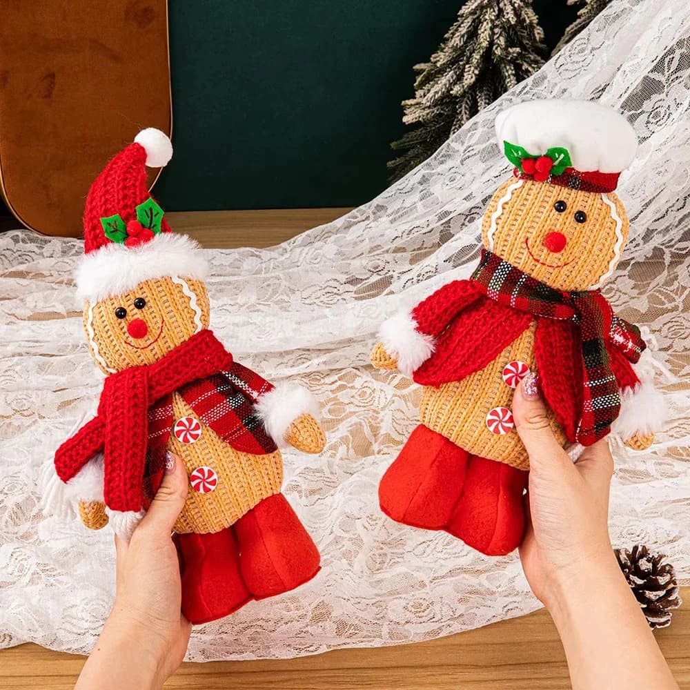 1pc Natale bambola di pan di zenzero uomo di pan di zenzero giocattoli di Natale cuscini di pan di zenzero farcito bambola di pan di zenzero per la decorazione natalizia