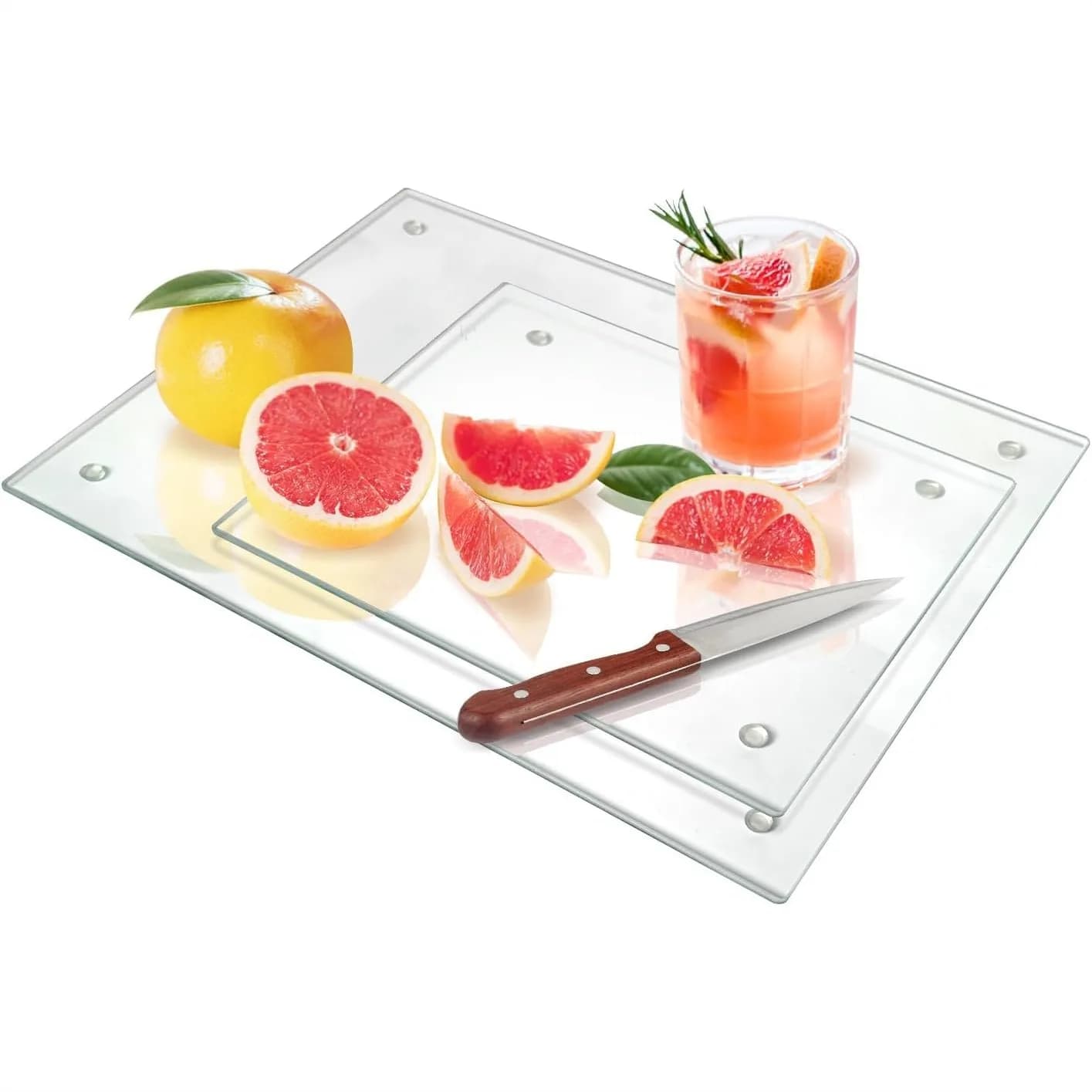 Tempered Glass Cutting Boards For Kitchen Counter Non-Slip Heat-Resistant Easy To Clean 16x12 And 12x8 2Pcs