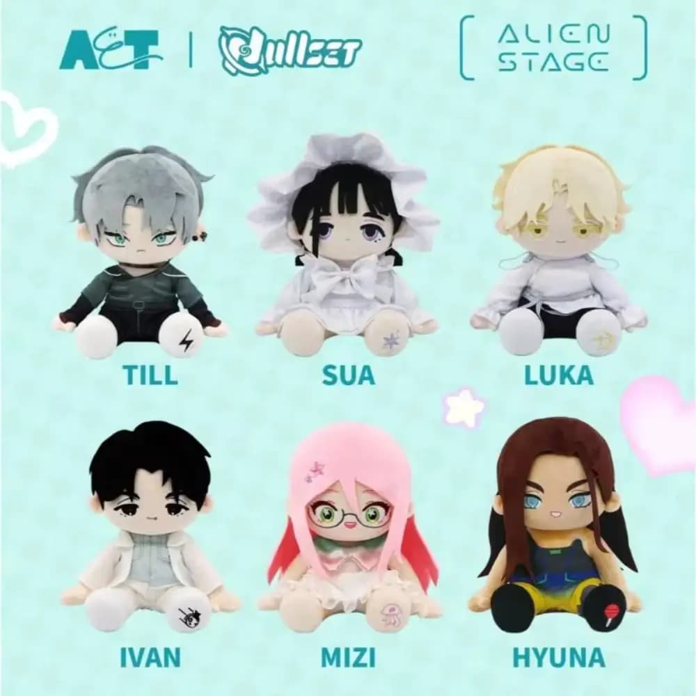Nuovo Alien Stage Peluche Ivan Till Doll Morbido Cuscino Decorazioni per la casa Peluche Anime Luka Hyuan Kawaii 20 cm Farcito Mizi Sua Giocattolo Ventole Regali