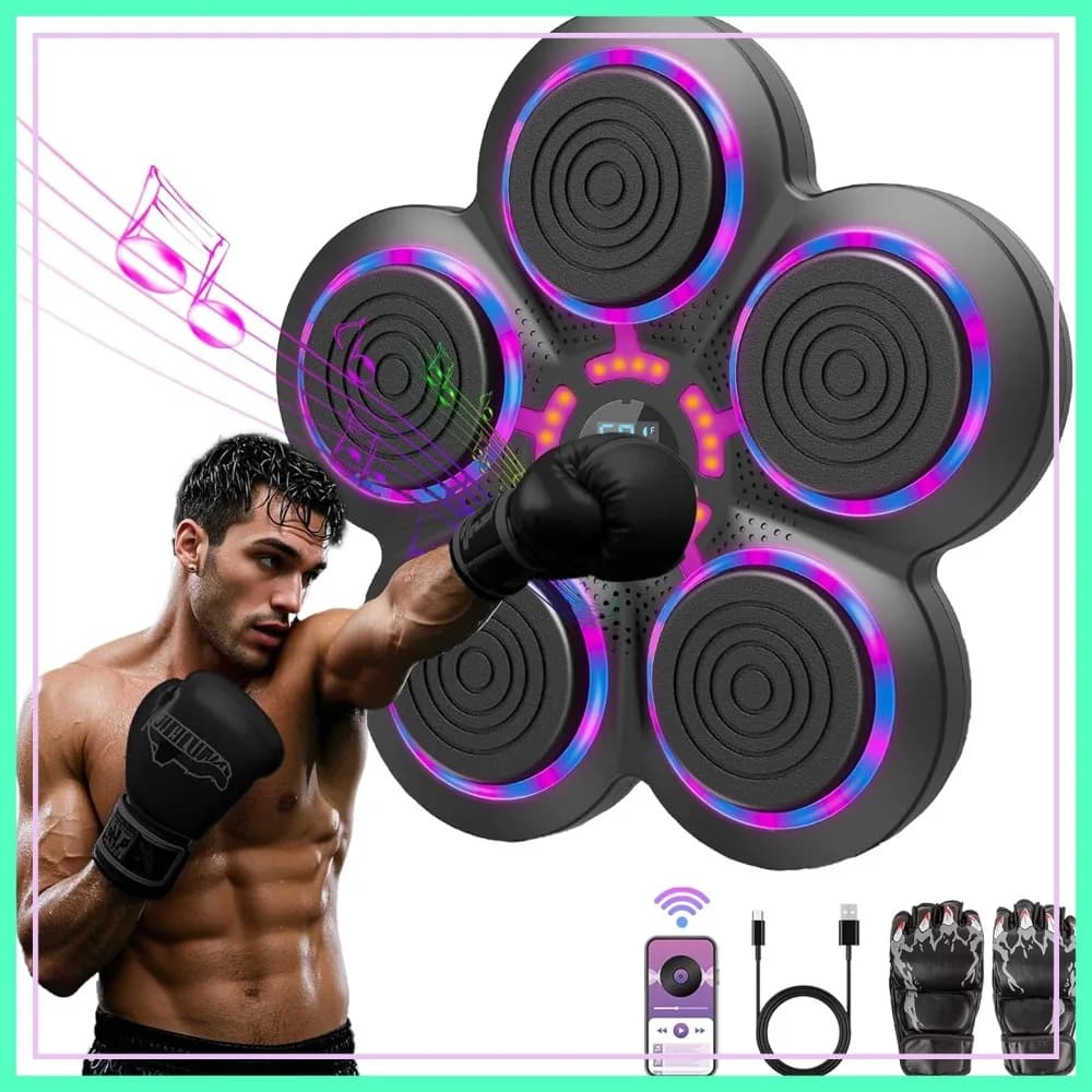 Macchina da Boxe Musicale con Guanti, Trainer Bluetooth Intelligente, Montaggio a Parete per Palestra Domestica