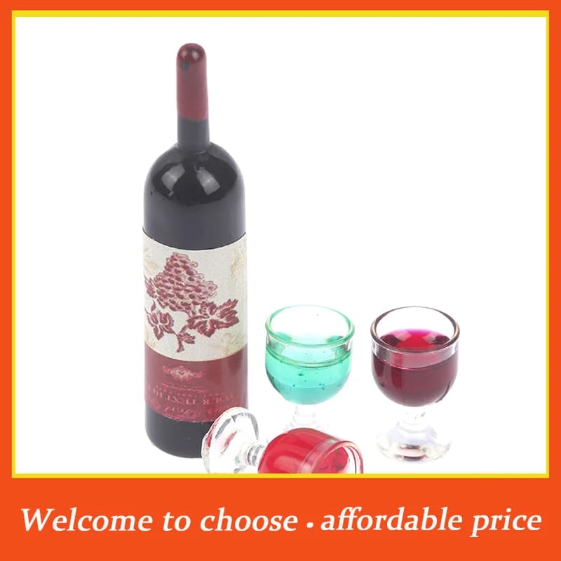 Set di 3 Nuovi Modellini in Resina di Bottiglie di Vino, Giocattoli in Miniatura 1/12 per Casa delle Bambole, Simulazione Vino