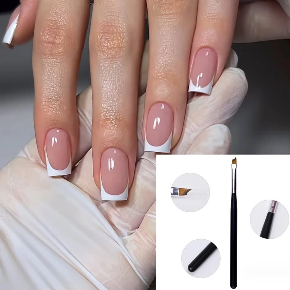 1 pz 16 cm Pennello per unghie francese Punte francesi oblique Penna Manico nero Pennelli per sorriso Pennelli per gel per unghie Strumenti per pittura per unghie acriliche