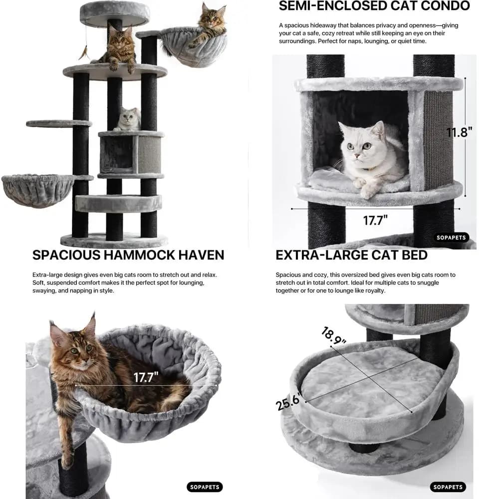 XXL Maine Coon Cat Tree - Torre da interno alta 65 per gatti adulti di grandi dimensioni fino a 20 libbre