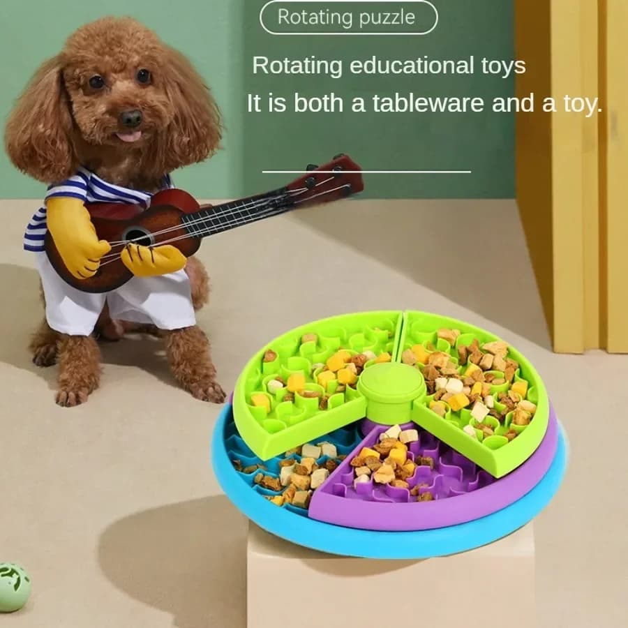 Pet Slow Feeder Bowl Food Choking Cat Dog Bowl Puzzle Feeders Non Slip Food Feeding Dishes Healthy Pets Spin Board Pet Supplies