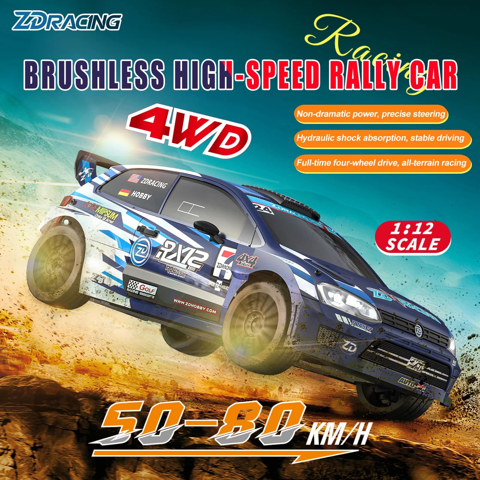 ZD RACING RX12 RC Rally Car 4WD Brushless RTR 1/12 Elettrico Modello di Controllo Remoto Auto Per Adulti Per Bambini Giocattoli