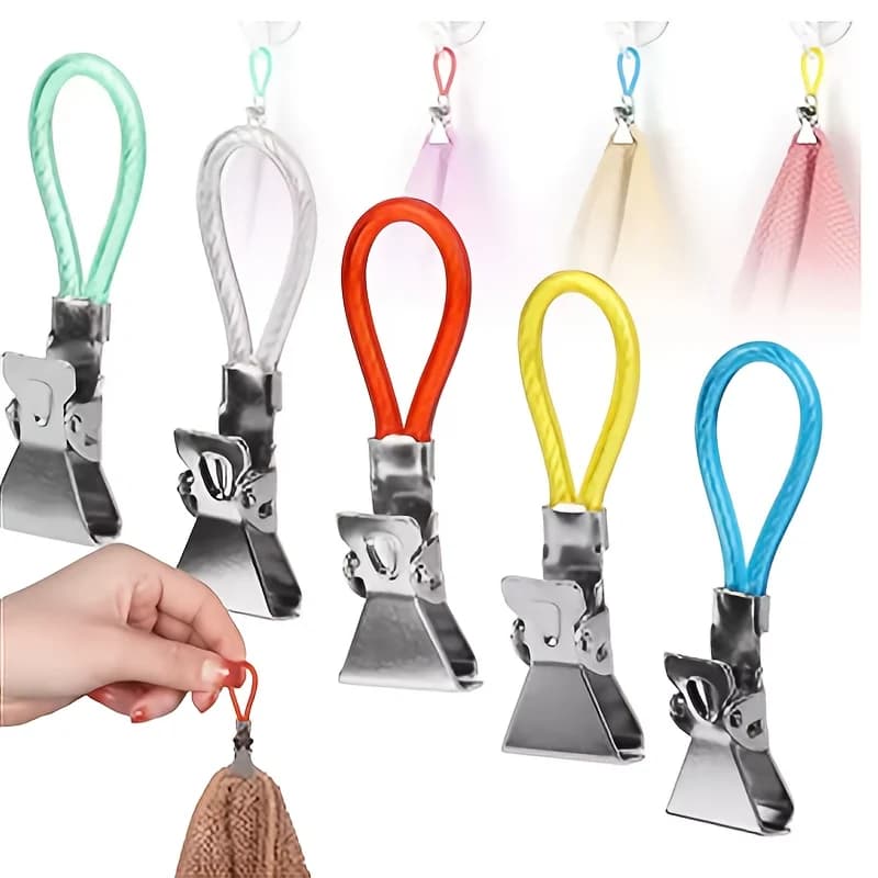 Clip per appendere asciugamani, Gancio in metallo colorato, Supporto per asciugamani, Appendiabiti, Portaoggetti da cucina e bagno