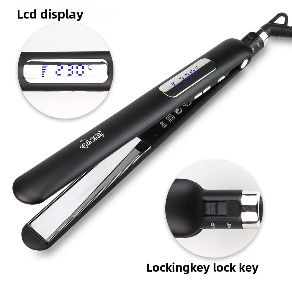 Clip hair plate with lock button, narrow version, bestseller, double-use iron, for man, to smooth and curl