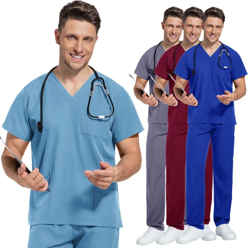 Vendita all'ingrosso Tuta da lavoro per farmacia Ospedale Toelettatura per animali domestici Abiti da lavoro Scrub Top Pant Infermiera Medico Uniforme chirurgica Donna Scrub Set