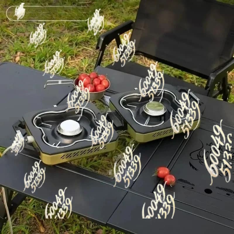 Fornello da campeggio a doppio bruciatore portatile ad alta potenza, pieghevole, per barbecue all'aperto, set da cucina per picnic