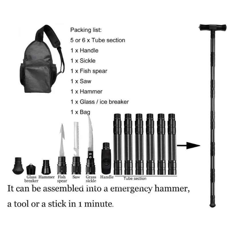 'Best-seller' Outdoor Camping Walking Stick Security Multifunctional Hiking Adventure Survival Tool Trekking Stick