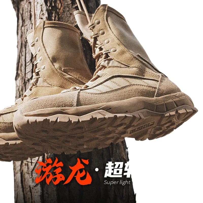 Men Ultra-light Breathable Sand Color Spring and Autumn Outdoor Shoes Hiking Shock-absorbing High-top Windproof Desert Boots