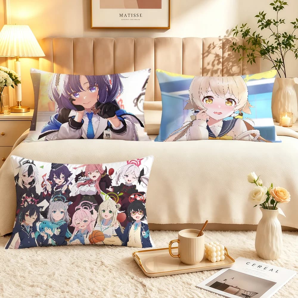 cute girl Blue a-Archive cushion cover soft Rectangle Pillowcover Home Sofa living Room Decor Dorm bed hogar Pillowcase gift