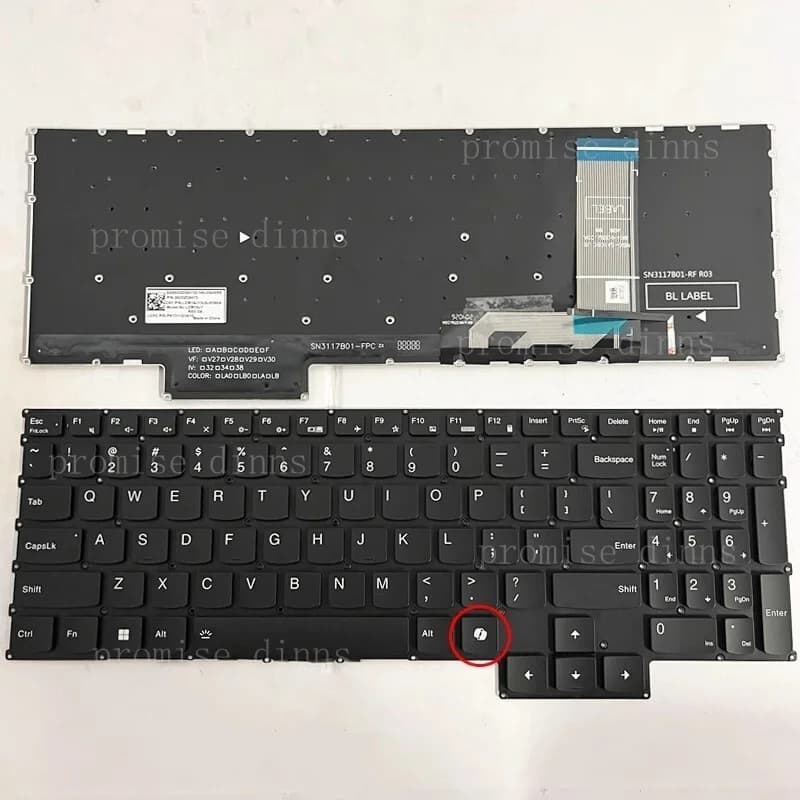 M for Lenovo LOQ 15ARP9 15IAX9 15IAX9E 15IAX9I 15IRX9 G5000 US Backlit Keyboard AI/Ctrl Key Four Zone Backlight